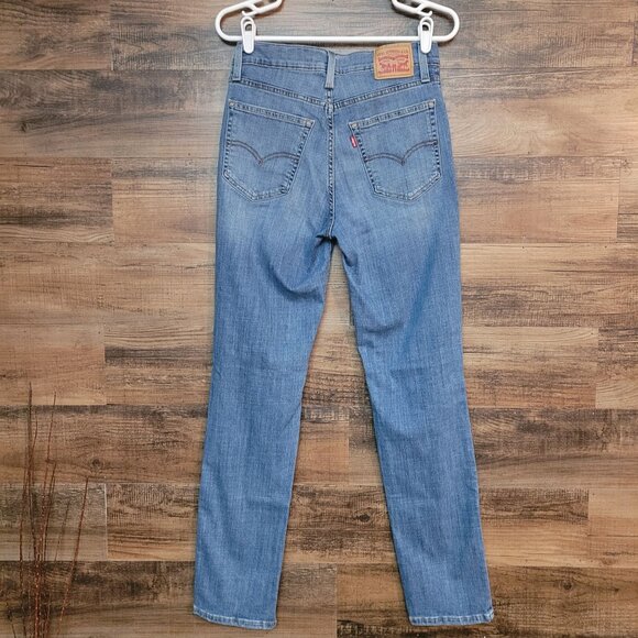 Levi's Jeans Size 29 High Rise Straight 724 Medium Light Wash Ripped Western - Picture 2 of 11